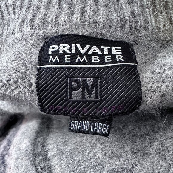 100% Wool Nordic Fair Isle Ski Sweater sz L - Charcoal - Picture 7 of 11